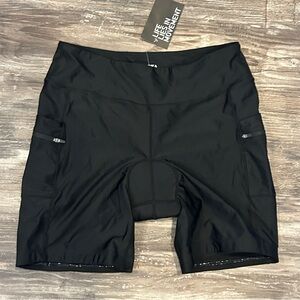 Bikewa padded polamide biking cycling shorts NEW sz XL black zipper pockets